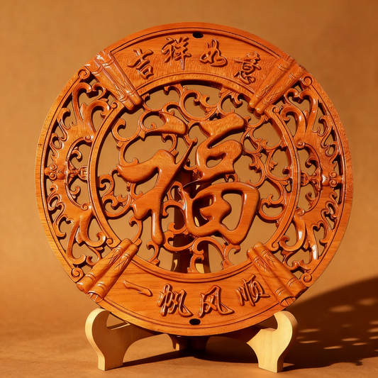 木雕摆件-吉祥如意福盘
